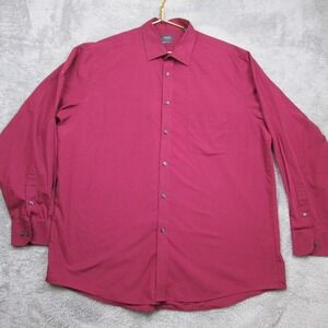 Arrow Dress Shirt Mens 17-17.5 34/35 Red Regular Fit Button Front Long Sleeve